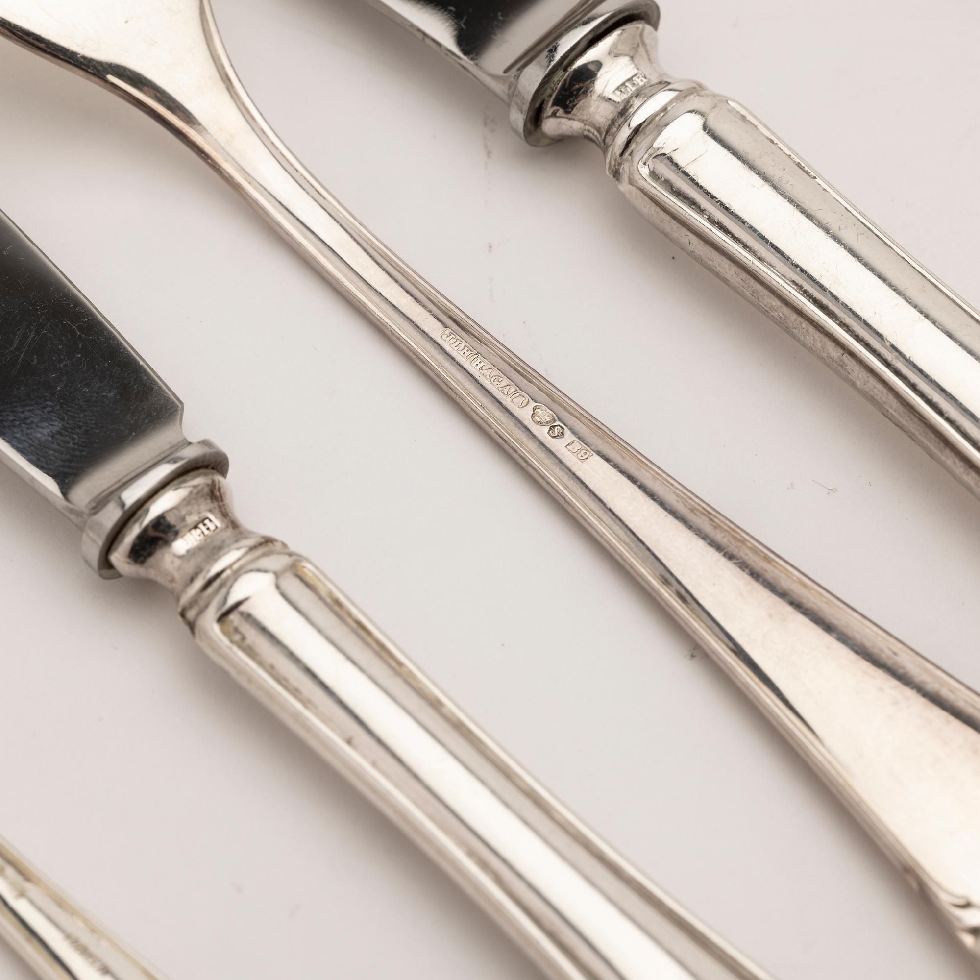 Cutlery, 72 pieces, silver, Haga, JLH, Stockholm, 1951–1956.