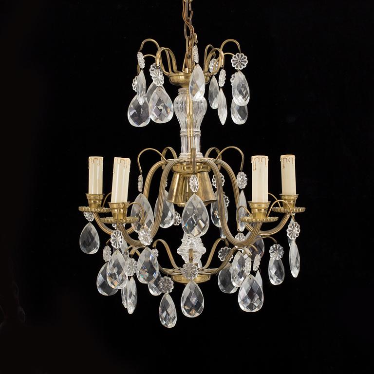 A 7-LIGHT CEILING LAMP, rococo-style, mid 20th century.