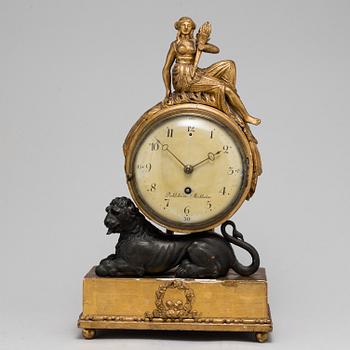 A late gustavian ca 1800 table clock by Israel Dahlström (clockmaker in Stockholm 1792-1829).