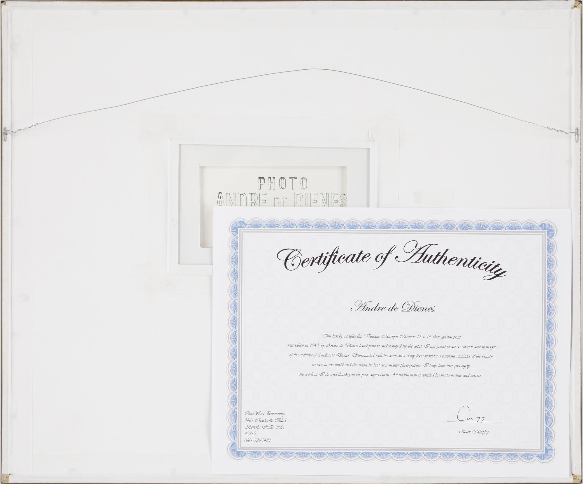 ANDRÉ DE DIENES, fotografi. Stämplad a tergo.
