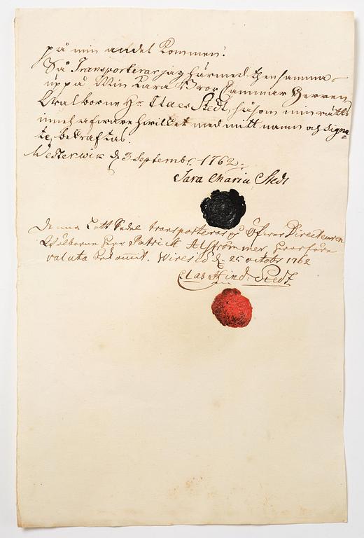 A Swedish share certificate, Ahlingsåhs Manufaktur Werk, No 526, 1728.
