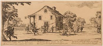 JACQUES CALLOT, Book, collection of 18 etchnings from Les miseres et les mal-hevrs de la gverre. 1633, later edition.