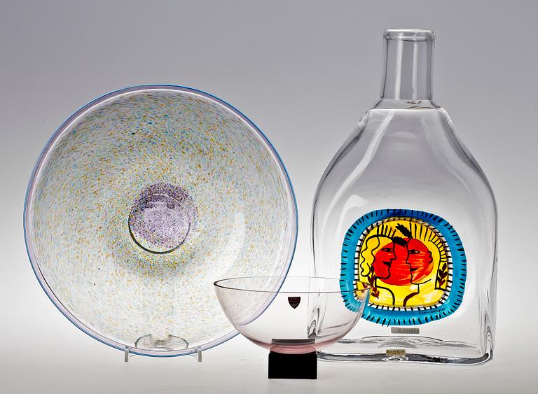 PARTI GLAS, 3 delar.  Ulrika Hydman-Vallien, Anne Nilsson samt Bertil Vallien.