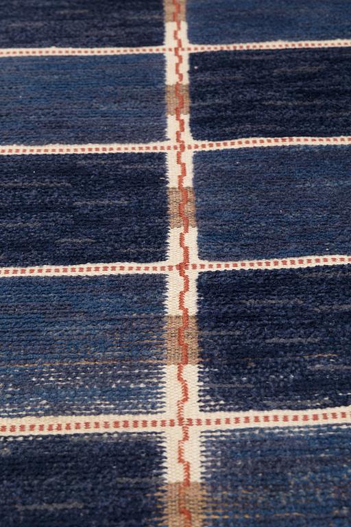 Märta Måås-Fjetterström, A CARPET, "Rutig blå halvflossa", knotted pile in relief, ca 251,5-252,5 x x 170,5-172,5 cm, signed AB MMF.