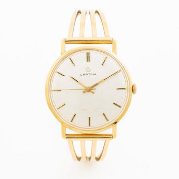 Certina, armbandsur, 18K guld, länk i 18K guld, 33,5 mm.