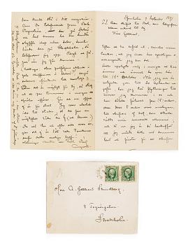 August Strindberg, letter, written by hand and signed at Djursholm September 9 1891.