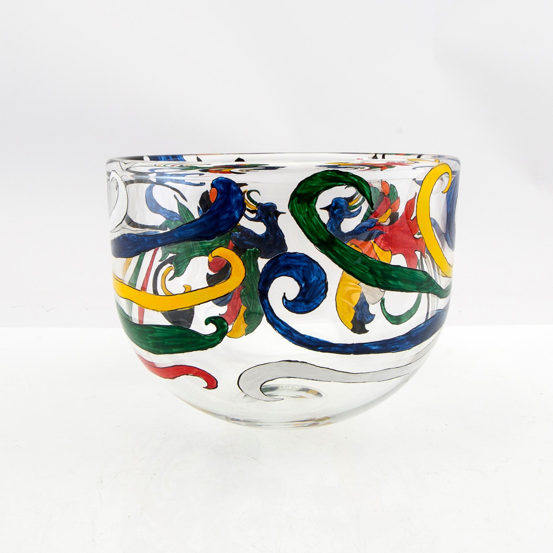 Berit Johansson, bowl ,signed, Orrefors 197o:s.