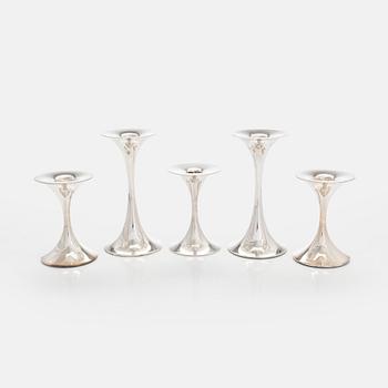 Tapio Wirkkala, ljusstakar, 5 st, silver, "Trumpetti", Kultakeskus, Tavastehus 1992-2012.