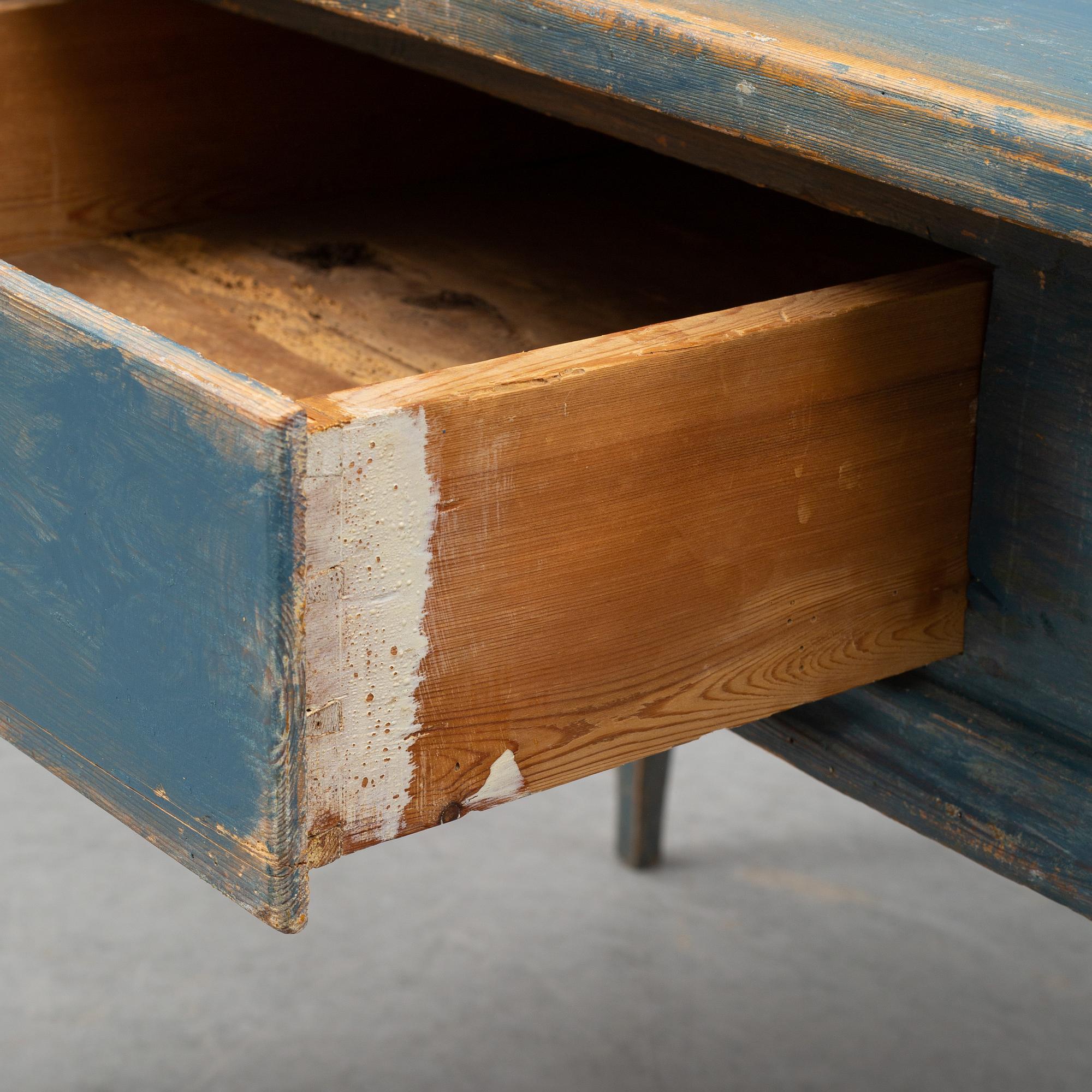 A painted pine table, 19th Century.
