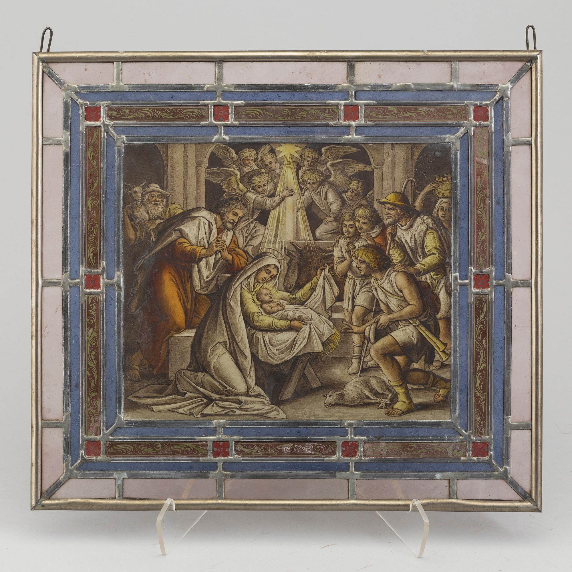 A pair of stained glass windows, circa 1900.