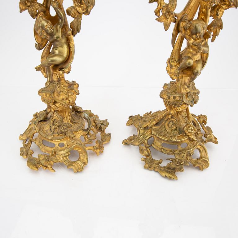 A pair of late 19th century Neo Rococo candelsticks.