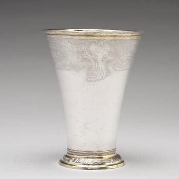 A Swedish 18th century parcel-gilt silver beaker, mark of Johan Berg, Stockholm 1775.