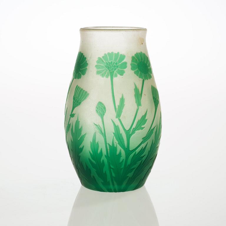 A Karl Lindeberg Art Nouveau cameo glass vase, Kosta.
