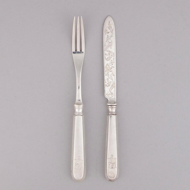 BESTICKUPPSÄTTNING, 24 delar, silver, Iisakki Saha, Björneborg 1899-1901. Vikt ca 730 g.