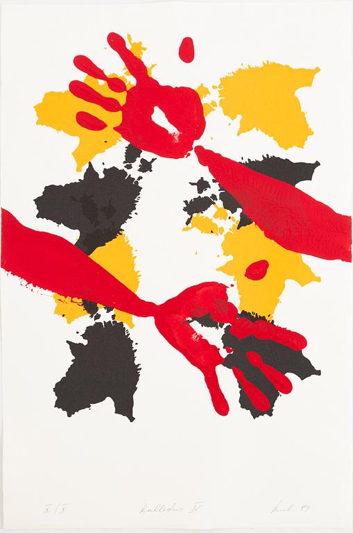 Raul Meel, portfolio with 6 silkscreen in colours, 1989, signed X/X.