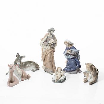 Lladró, krubbfiguriner, 6 st, Spanien.