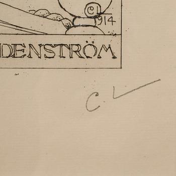CARL LARSSON, etsning, monogramsignerad.