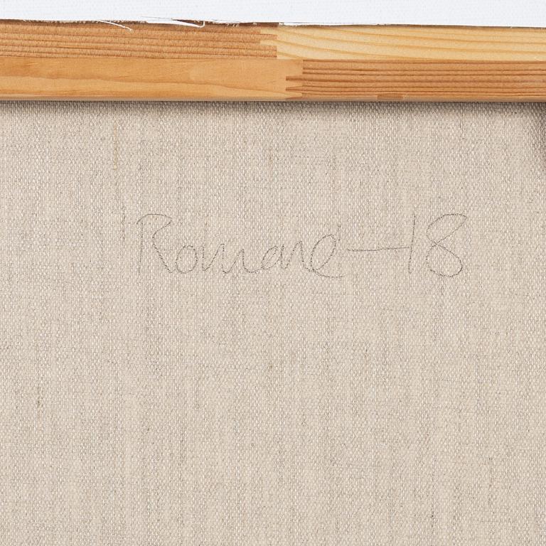 Anders Romare, signerad och daterad -18 a tergo. Akvarell och blyerts på duk.