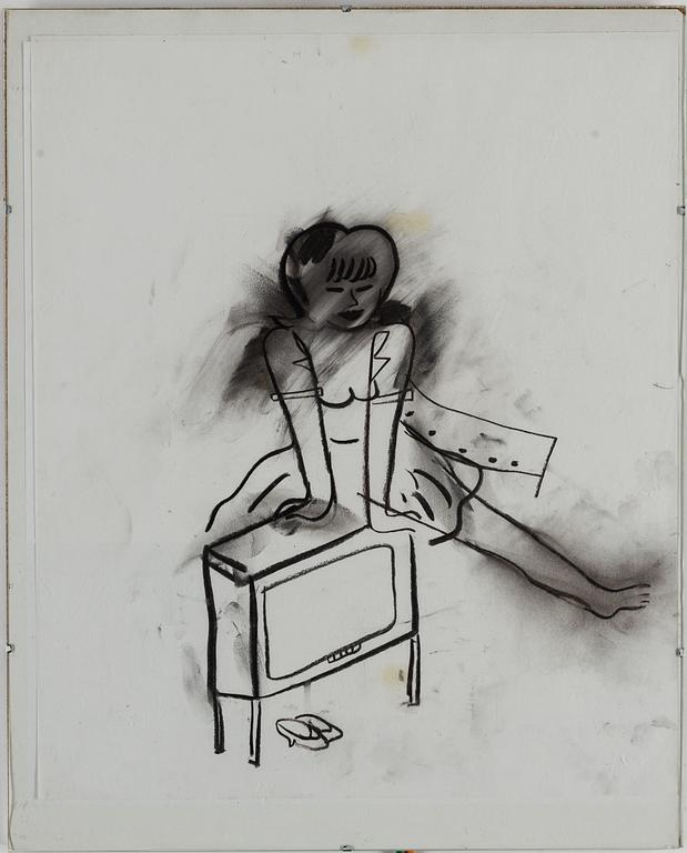 HELENE BILLGREN, chalk drawing, signed verso.