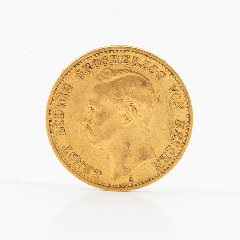 Gold coin 20 marks 1898 German Empire (Hesse) Grand Duke Ernst Ludwig.