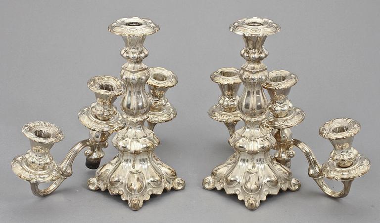KANDELABRAR, ett par, silver, rokokostil, 1937.