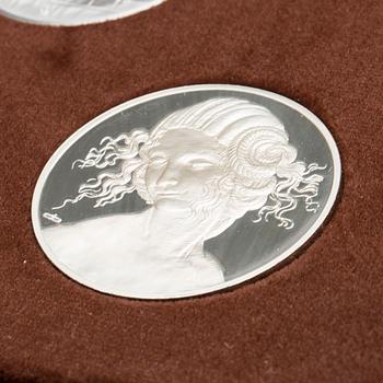 MEDALJER 50 st silver i schatull "Mästaren och geniet Leonardo da Vinci", Franklin Mint 1979.