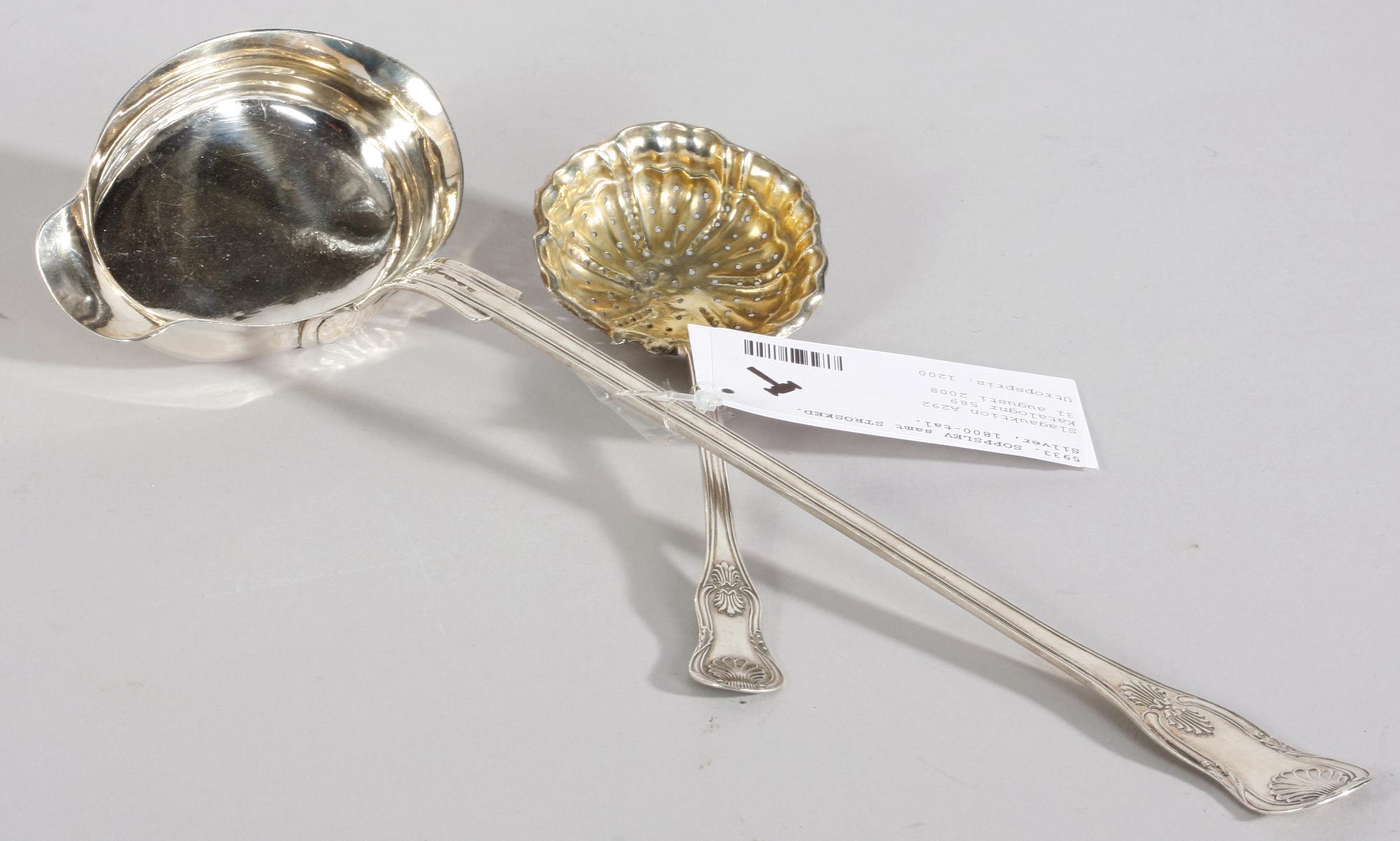 SOPPSLEV samt STRÖSKED. Silver, 1800-tal.