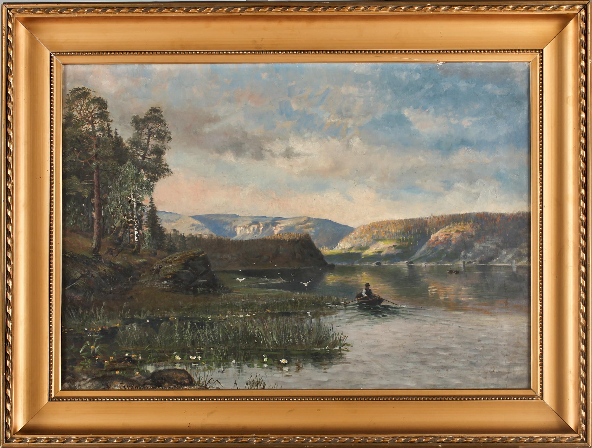 OKÄND KONSTNÄR, olja på duk, signerad Grønner och daterad 1886.