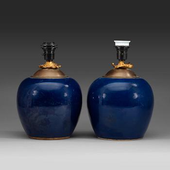 1610. A matched pair powder blue jars, Qing dynasty, Qianlong (1736-95).