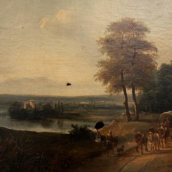 Okänd konstnär 1800-tal , Landskap med figurer.