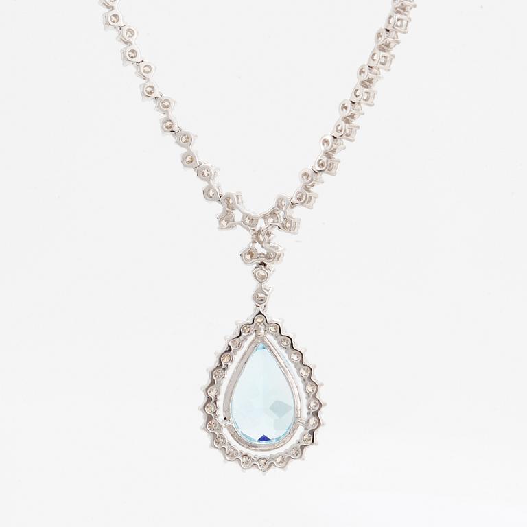 Topaz and brilliant-cut diamond necklace.