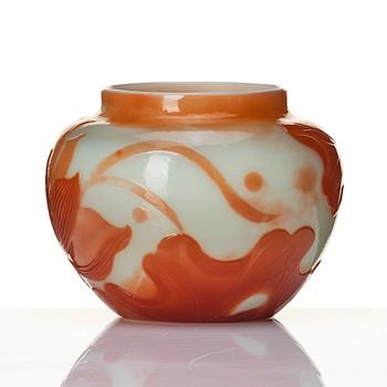 Emile Gallé, a "firepolished" cameo glass vase, Nancy, France, dated 1900.