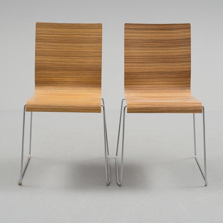 6 "Kuadra chair 1321" chairs from Pedrali Italy.