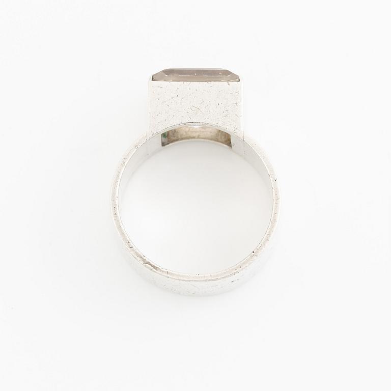 Wiwen Nilsson, ring, silver with step-cut rock crystal, Lund 1974.