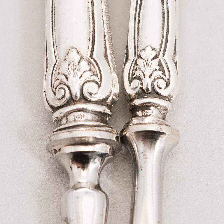 A lobster spoon and an aspic server/ ice cream sickle, silver handles, mark of Grachev Brothers, St Petersburg 1908-26.