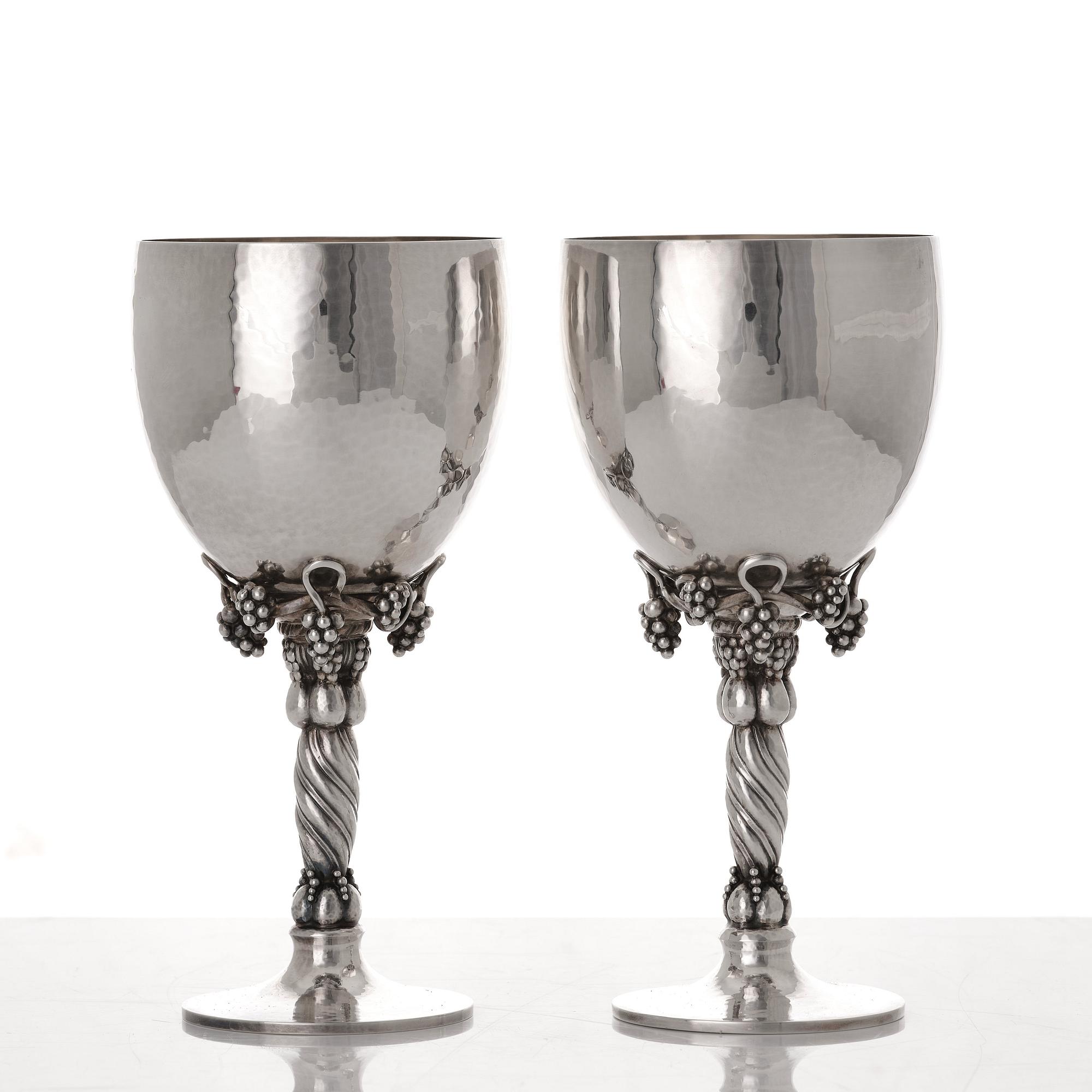 Georg Jensen, vinglas, ett par, Köpenhamn 1988 & 1996, sterling silver, designnr 263.