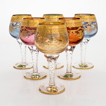 Glasservisdelar, 6 st, Murano, Italien, 1900-talets slut.
