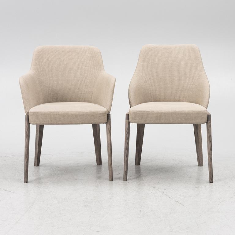 Rodolfo Dordoni, five armchairs and three chairs. 'Chelsea' chairs, Molteni.
