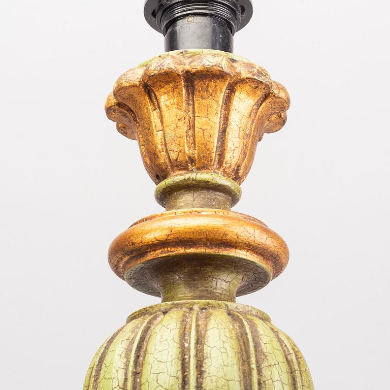 A pair of 20th century second half  wood table lamps from Paoletti, Firenze Italy.
