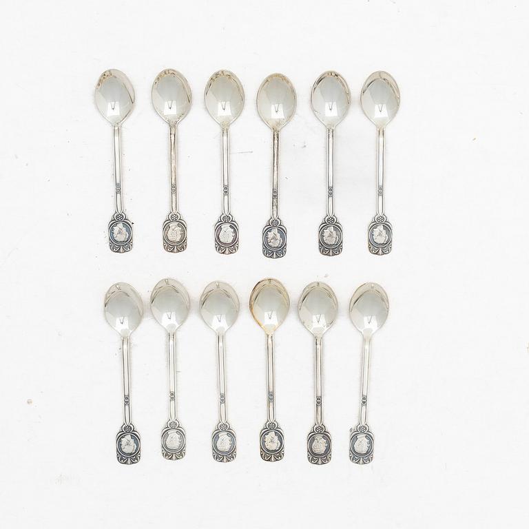 Twelve silver coffee spoons, Sporrong AB, 1976.