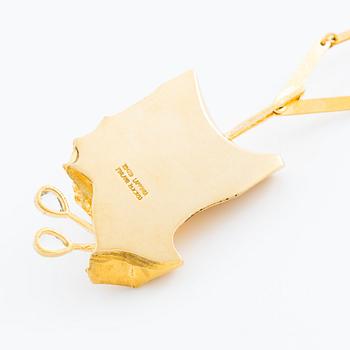 Björn Weckström, a necklace "Inari", 18K gold with faceted rock crystal, Finland. For Lapponia.