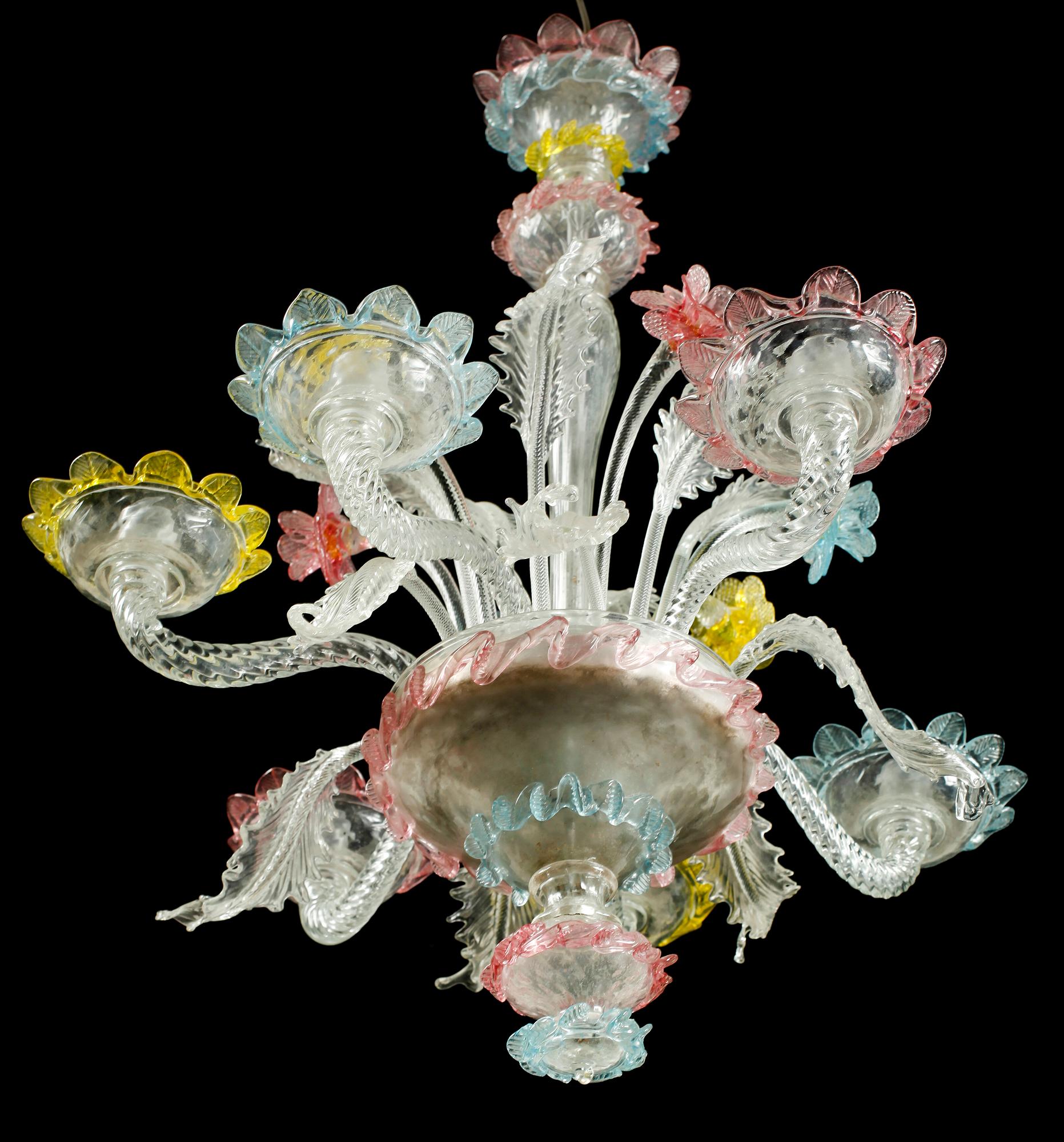 TAKKRONA, glas, Murano, 1900-talets första hälft. Höjd ca 74 cm.