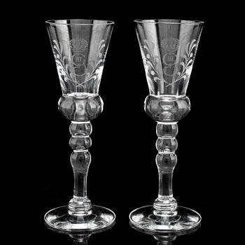 SNAPSGLAS, 10 st, "Gustav III", Reijmyre Glasbruk.
