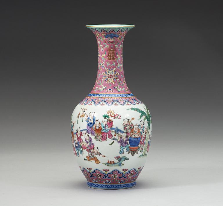 A famille rose vase, Qing dynasty, Daoguang mark and of the period (1821-1850).