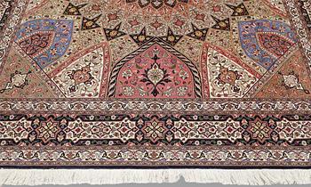 A part silk Tabriz carpet, so called 50 Radj, c. 300 x 250 cm.