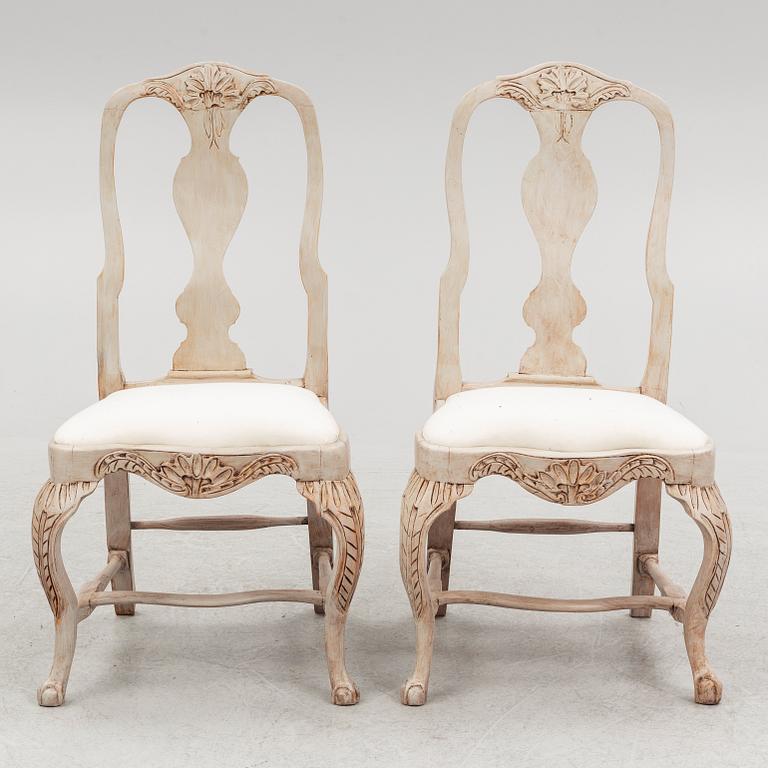 Chairs, a pair, late Baroque, Western Sweden, second half of the 18th Century.