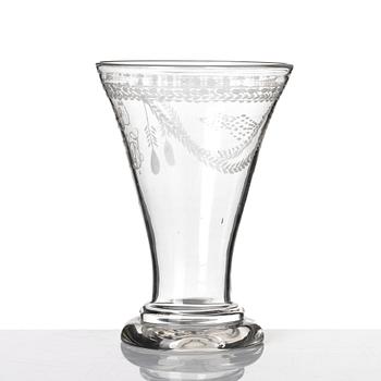 A late Gustavian glass beaker probably from Cedersberg glass manufactory, circa 1800.
