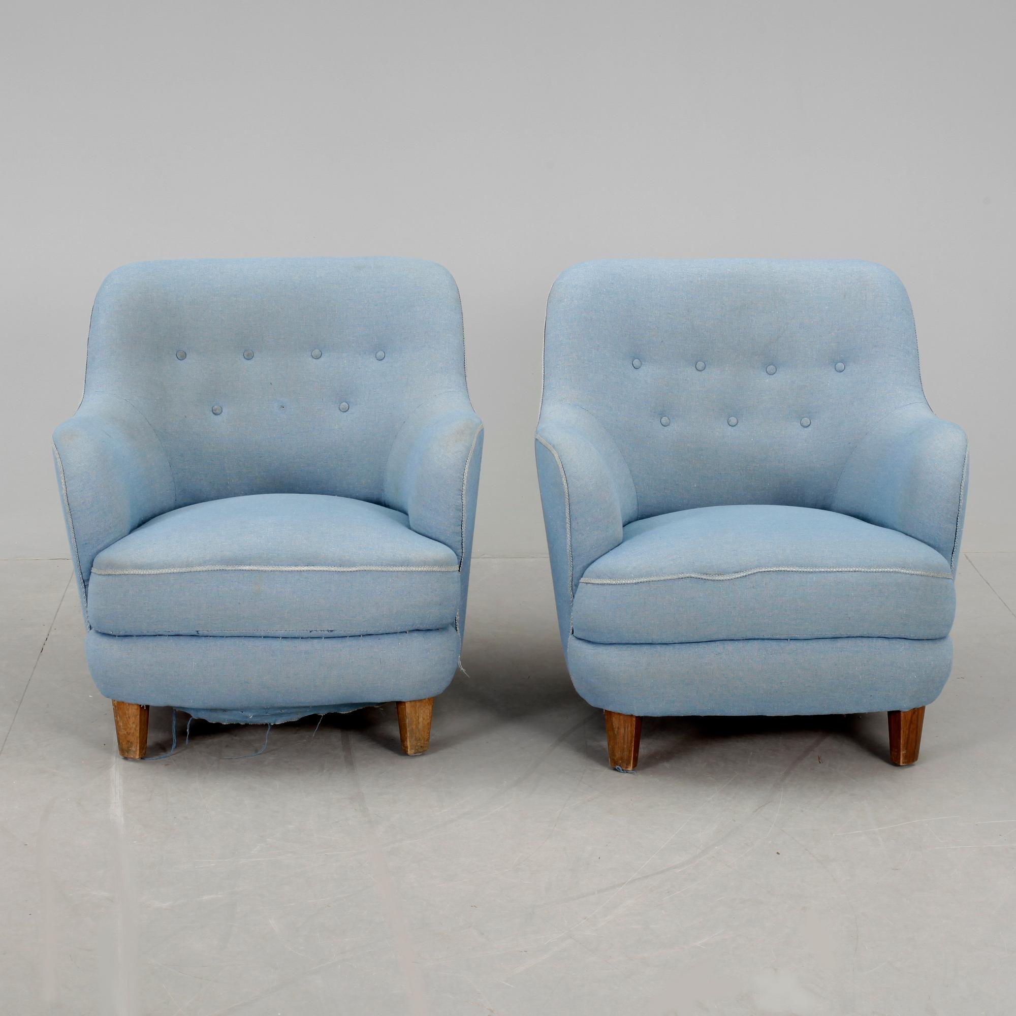 FÅTÖLJER, ett par, 1950/60-tal, möjligen Carl Malmsten.