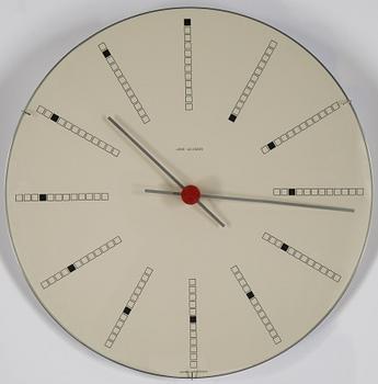 Arne Jacobsen, an aluminium quartz 'Bankers' wall clock by Georg Christensen, designed in 1971.