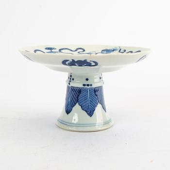 A Chinese blue and white 19th century stemcup.